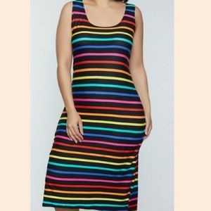 Rouge Collection Rainbow Stripe Maxi Tank Dress 3X